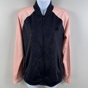 ✨3/$25✨ Adidas Black and Pink Floral Track Jacket - M
